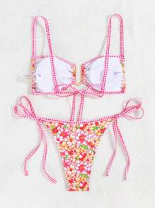 Swim Mod Random Floral Print Beach Vacation Bikini Set Summer Beach - Multicolor - View 7