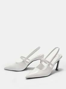 SheIn BIZ Women High Heel Pointed Toe Hollow Out Shoes, Simple Style - Chantilly - View 9