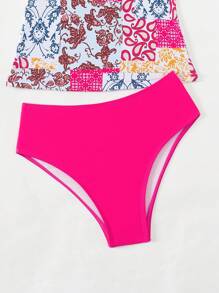 SHEIN Swim Women Vintage Printed 2pcs Vest And Swimwear Set With Swimming Trunks For Holiday Summer - Multicolor - View 6