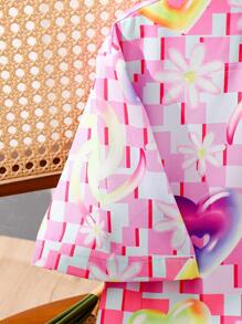 Teen Girl Bubble Heart Print Shirt - Multicolor - View 5