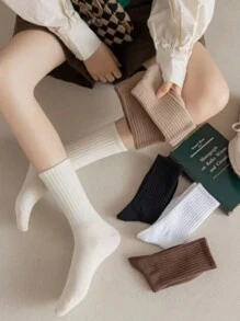 ROMWE 6pairs Women Solid Crew Socks - Multicolor - View 2