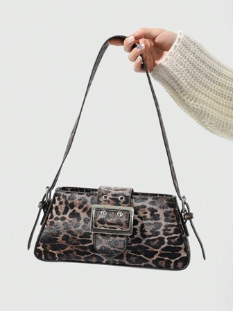 Grunge Punk Bolso De Hombro De Impresión De Leopardo De Moda Y Personalizado Para Mujeres