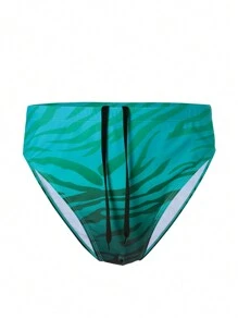 Manfinity Men's Plus Size Zebra Print Triangular Swim Trunks - Green - View 7