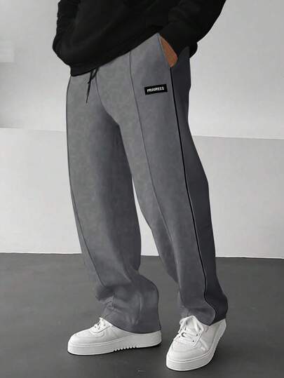 Manfinity Hypemode Pantalones jogger holgados con parches y cordón para hombre