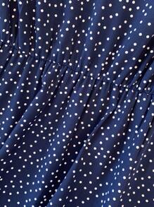 SHEIN LUNE Plus Size Kobiety Lato Polka Dot Print V-neck Krótki Bufiasty Rękaw Długa Elegancka Sukienka Maxi Kobiety Strój