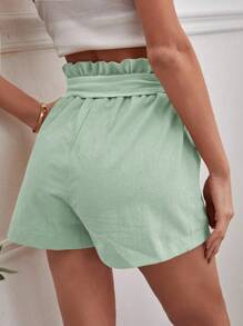 Chiquease Paper Bag Waist Belted Shorts With Pockets, Summer Leisure