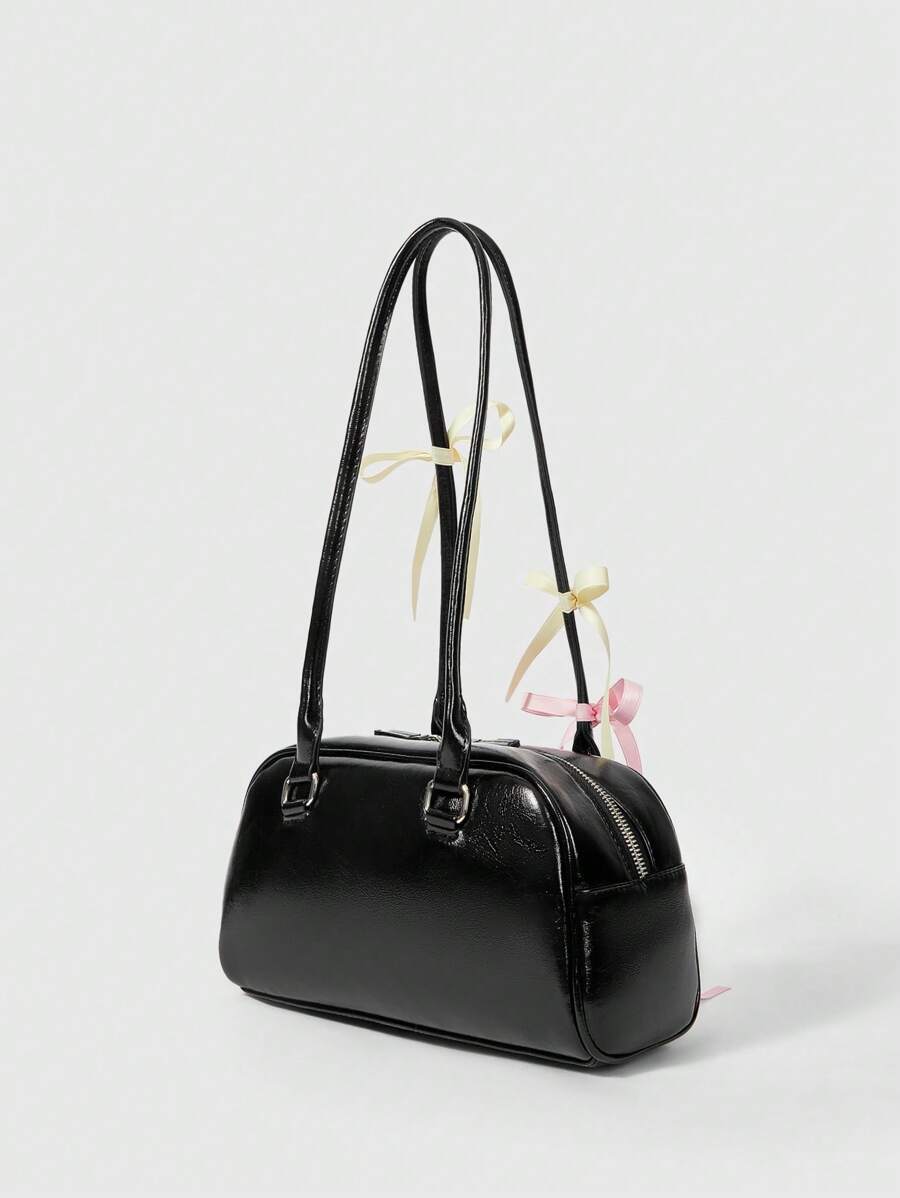 ROMWE Kawaii Women Vintage Cute Bow Tie Belted Shoulder Bag With Heart