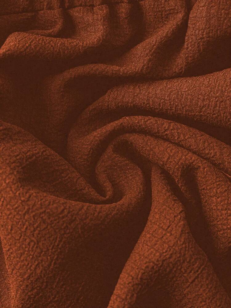 Plus Size Hollow Out Solid Color Paper Bag Waist Vacation Casual Shorts