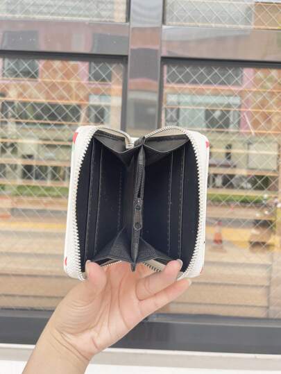 Kawaii Strawberry Print Card Holder Short Wallet Big Capacity Coin Purse Credit Card Case