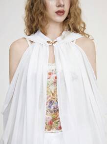 ROMWE Fairycore 復古森林女王披風（女士） - 白色 - 查看 2