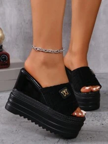 1 Pair Women's High Platform Wedge Sandals, Comfortable Thick Sole Front High Rear High Design, Waterproof, Versatile For Any Occasion Like Dates, Parties, Formal Events, Match Well With Dresses And Pants