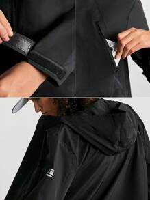 In My Nature 女士戶外運動都市通勤中長款帶帽外套，適用於遠足登山，防風且防水 - 黑色 - 查看 9