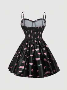 SHEIN MOD Floral Satin Princess Cami Mini Dress - Multicolor - View 2