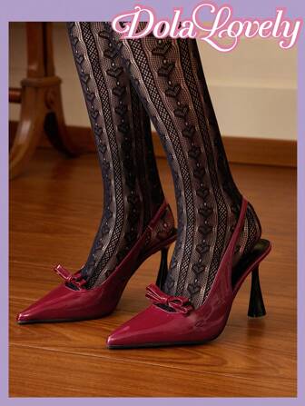 Dola Lovely Damen High-Heel-Schuhe für berufstätige Mädchen, mit Schleife am Knöchelriemen in Burgunderrot, Sommerferienmode, Sommerschlussverkauf