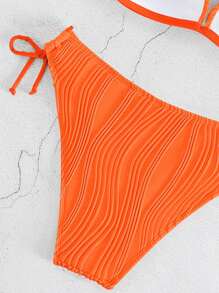 SHEIN Swim Women's Fashionable Solid Swimwear Bottom, Made Of Special Fabric, Summer Beach Bathing Suit - Orange - View 4