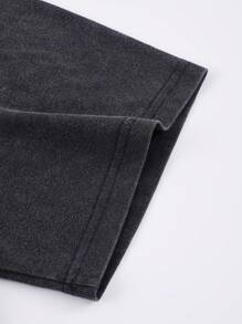 ROMWE MEN Street Life 男士破洞骷髅印花透视短袖T恤，复古高街风格，万圣节 - 黑色 - 查看 4