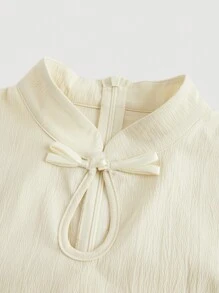 SHEIN MOD Women Long Dress, New Chinese Style, Stand Collar, Buckle, Long Dresses - Apricot - View 3