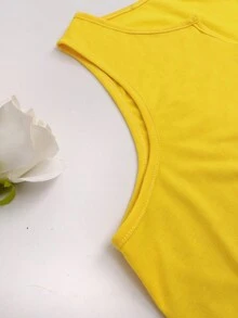 Áo tank top cổ chữ V in hoa mùa hè, kiểu dáng thoải mái, thích hợp cho kỳ nghỉ. - Màu vàng - Xem 4