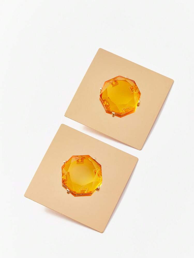 1 Pair Of Exaggerated Metallic Polyresin Earrings