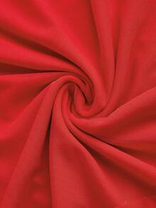 SHEIN Privé 夏季加大碼優雅簡約高腰荷葉邊魚尾裙 - 紅色 - 查看 10