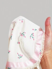 SHEIN MOD Camisola de encaje con estampado floral pequeño y contrastante y ribete con volantes para tallas grandes de verano