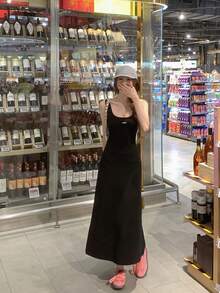 空心腰休閒夏季無袖連衣裙 - 黑色 - 查看 7