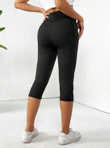 SHEIN Essnce Vrouwen Hoge taille Capri Leggings Met Zakken , Buik controle , Niet-transparant , Training & Yoga Broek