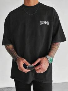 Men's Casual Slogan & Figure Print Short Sleeve Round Neck T-Shirt, Suitable For Commuting In Summer