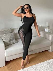 SHEIN SXY Music Festival Outfits Women Unitards - Black - View 4