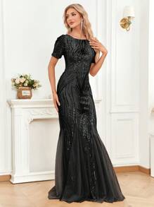 Women's Formal Evening Dress Party Dress Wedding Guest Dress,Gown - Black - View 3