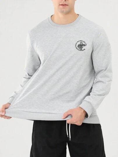 Manfinity Sport Corelite 男友风男士口号印花圆领长袖休闲运动服男友风男士运动衫