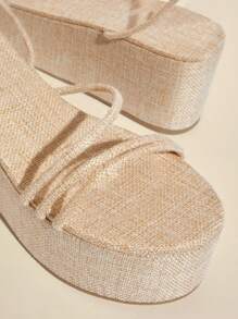 SHUZIA Women Platform High-Heeled Open Toe Minimalist Sandals - Beige - View 3