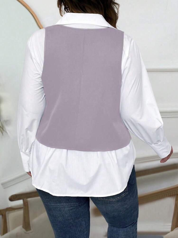 Plus Size Summer Single-Breasted Asymmetrical Hem Tank Top
