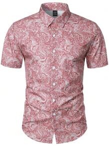 Manfinity LEGND Men's Short Sleeve Retro Paisley Allover Print Summer Shirt - Multicolor - View 4