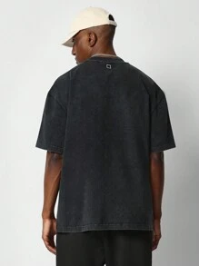 SUMWON 带模糊图形印花的水洗 T 恤 - 黑色 - 查看 2