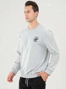 Gym Rark 男友风男士口号印花圆领长袖休闲运动服男友风男士运动衫 - 灰色 - 查看 4