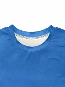 Summer Short Sleeve Ombre Printed T-Shirt And Leggings Set - Blue - View 3