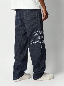 SUMWON Straight Fit Jean With Embroidery - Medium Wash - View 4