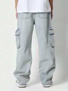 SUMWON Flare Fit Distressed Cargo Jean - Blue - View 4
