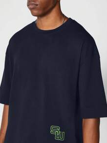 SUMWON Oversized Fit Tee With Back Graphic Print - Blue - View 6