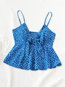 Soleia WYWH Vacation Women's Summer Leisure Countryside Holiday Picnic Blue Fragmented Flower Chest Strap Tank Top