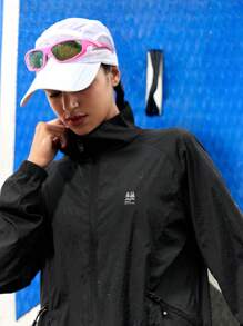 In My Nature Chaqueta deportiva sólida y sencilla de color para mujer ideal para actividades al aire libre - Negro - Ver 6