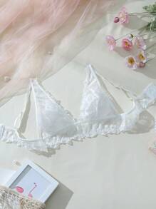 Lace V-Neck Wire-Free Breathable Comfortable Bra, Lingerie