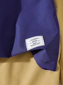 Teen Boy Color-Block Short Sleeve Top And Solid Color Shorts 2pcs Outfit