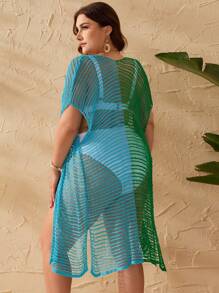 SHEIN Swim Curve Plus Size Color-Block Casual Holiday Loose Kimono Summer - Multicolor - View 2
