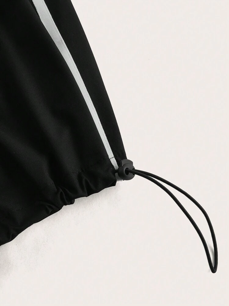 Women's Color Block Drawstring Joggers With Woven Tape Detailing, Casual Sports Pants