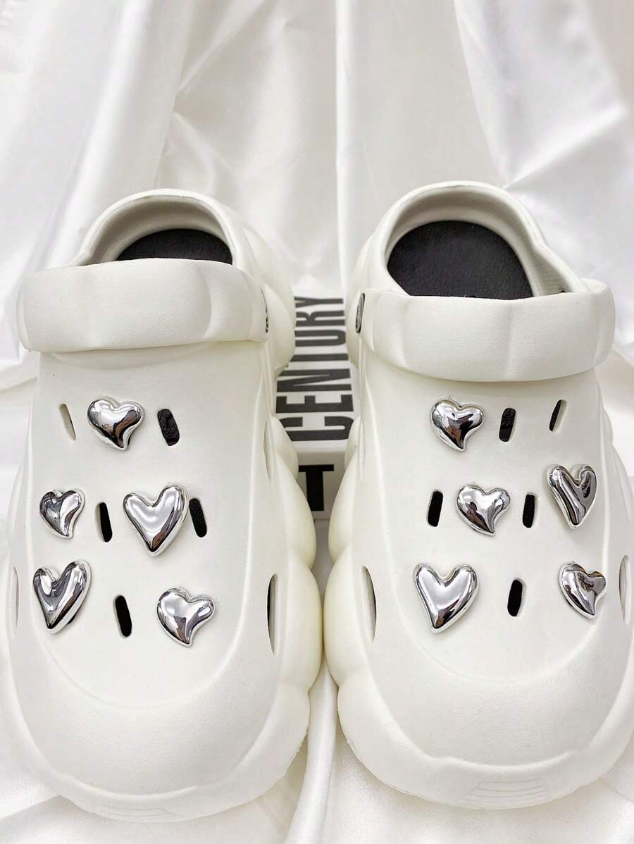 10 Pieces Of Clog Shoe Accessories, Electroplated Love Accessories, Garden Shoe Sandals Detachable Accessories