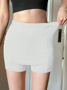 DAZY Quần short nam eo co giãn đơn giản cho nữ - trắng - Xem 4