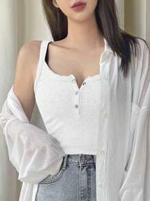 DAZY Ladies' Solid Color Summer Cami Top Tank Tops