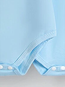 SHEIN Fashionable Solid Color Loose Bodysuit For Baby Girls - Blue - View 6